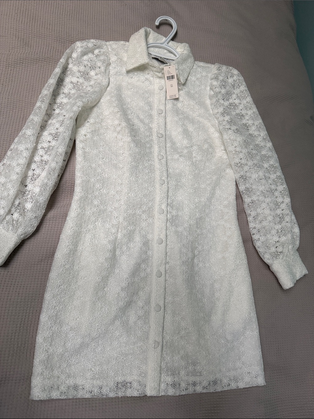 NWT Mare Mare Anthropologie sz XS Lined Lace White Shirtdress sheer sleeves